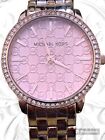 Michael Kors Womens MK-3156 Watch Argyle Logo Rose Gold Pink Dial New Battery