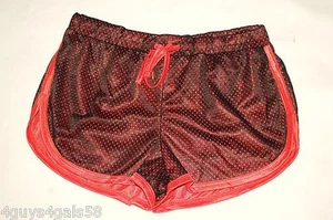 Womens Athletic Shorts BLACK Mesh Type Outer BURNT ORANGE LINER Side Slits S 4-6 - Picture 1 of 1