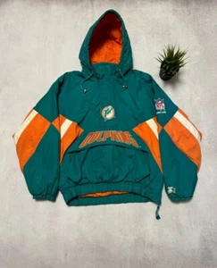 Vintage Miami Dolphins Jacket Windbreaker NFL Starter Anorak Rare 1980/90 Mens L - Picture 1 of 20