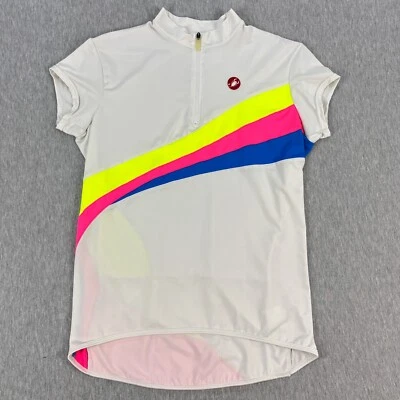 Castelli Cycling Jersey Womens XL 1/4 Zip Short-Sleeve Rainbow Neon Pockets - Image 1 of 4