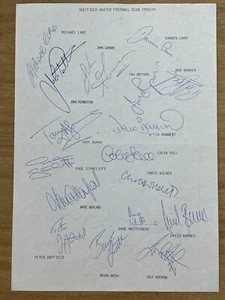 Hand Signed A4 Team Sheet - Sheffield United FC season 1990/91 - 17 signatures - Picture 1 of 1