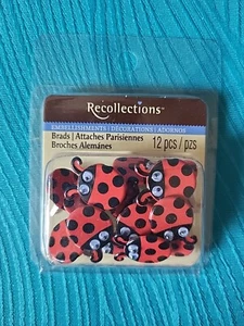Recollections Lady Bug Embellished Brads 12 pcs Sealed Googly Eyes - Picture 1 of 2