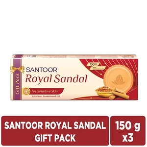 Santoor Royal Sandal Bathing Soap for Sensitive Skin| 100% Sandalwood Oil & Powd - Picture 1 of 5
