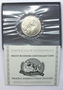 1991 Mount Rushmore Uncirculated Half Dollar Commemorative Coin US Mint - J184 - Picture 1 of 4