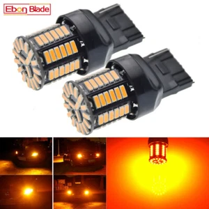 2 x Amber T20 7440 W21W LED Car Bulb 4014 64SMD Indicator Turn Signal Lights 12V - Bild 1 von 8