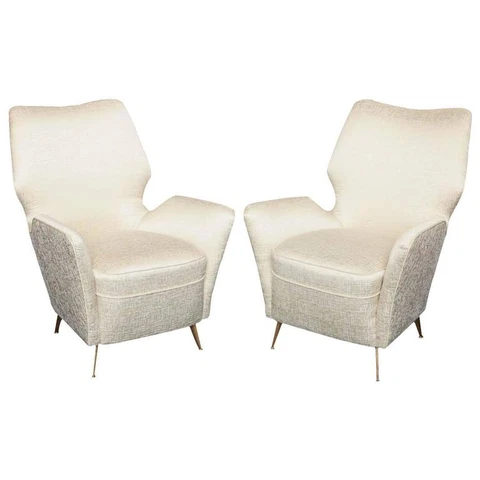 Pair of High Back Armchairs, Italy, 1955 Cover