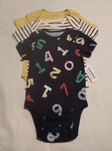 NWT Old Navy Numbers Short Sleeve Bodysuits 3 Pack 0-3 Months Baby Boy Girl - Picture 1 of 1