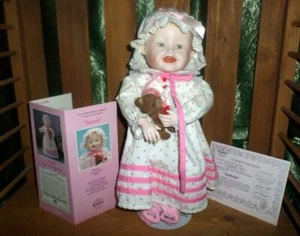 Porcelain Baby Doll Meet Sarah with her Bear by Yolanda Bello She's a Sweet Pea! - Picture 1 of 8