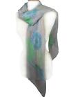 Expressive Silky Lightweight Green Blue Floral Gray Fashion Scarf