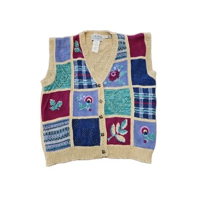 Jantzen Clásicos De Colección Años 90 Bordado Tejido Chaleco Floral Casa Núcleo Caprichoso Foto 1 de 4