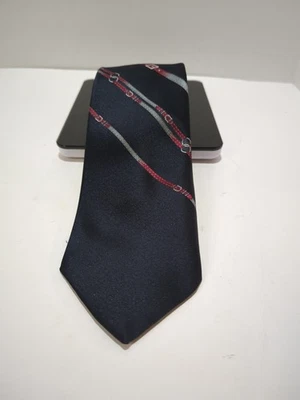 Corbata Brittania Para Hombre Azul Marino Gris/Rojo Cinturones Diseño Corbata Poliéster 57" Foto 1 de 3