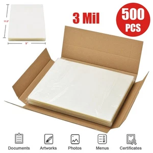 9" x 11.5" Thermal Laminating Pouches 500 Sheet Letter Size Laminator Film 3 Mil - Picture 1 of 17