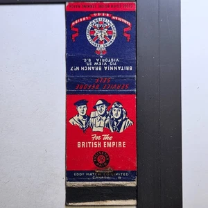Canadian B.E.S.L. Victoria BC 1940s British Empire Patriotic Matchbook - Picture 1 of 3