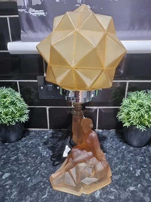 Art Deco Walther And Sohne Amber Glass Table Lamp, Circa 1930's - Image 1 of 4