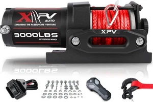 3000 lb 12V DC Electric Winch, Off Road 3000lb. synthetic rope, black - Picture 1 of 7