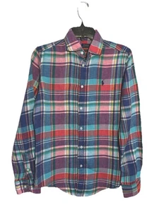Ralph Lauren Men’s 100% Linen Button Down Shirt S Small Madras-colors Plaid - Picture 1 of 6