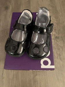 Pediped Toddler Girls Giselle Black Patent Leather Shoes Sz 4/4.5 New in Box - Picture 1 of 4