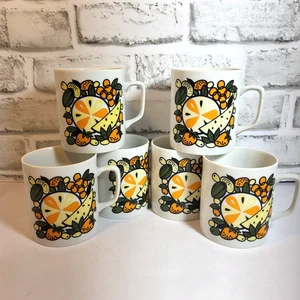 Retro Set Of 6 Vintage Fruit Themed Coffee Mug Set Made in Japan - Picture 1 of 9