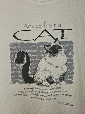 Camiseta manga corta vintage Advice From A Cat 2005 XL para mujer con logotipo gráfico marfil  Foto 1 de 4