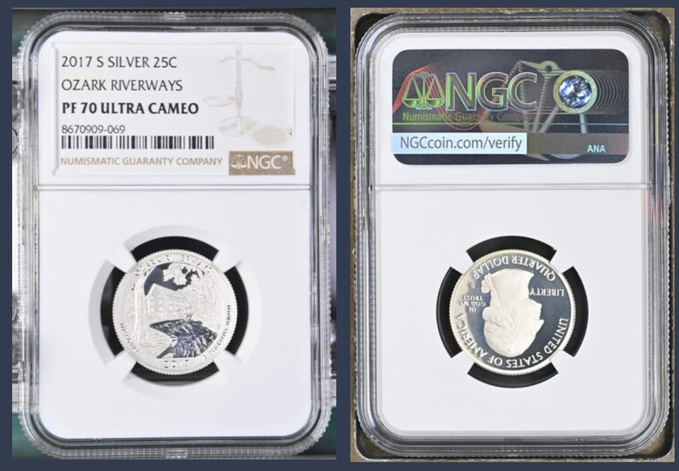 PF70 UCAM 2017-S Silver Ozark Riverways Quarter NGC - Image 1 of 1