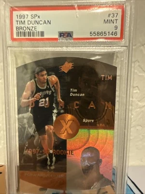 1997 SPx Bronze #37 Tim Duncan PSA 9 RC Rookie Spurs - Image 1 of 4