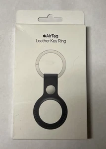 Genuine Apple AirTag Leather Key Ring Black Midnight - New Fast Free Shipping - Photo 1 sur 5