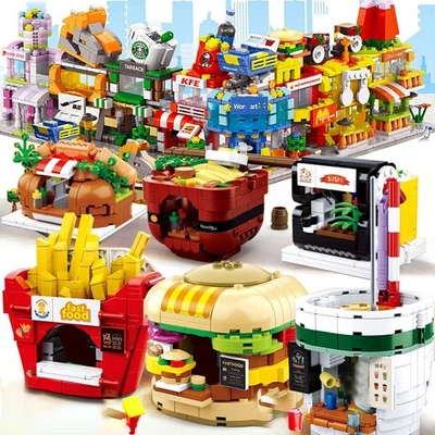 Food Stores Building Blocks Toys Mini Street Bricks Set DIY Puzzle Children Gift - Image 1 of 4