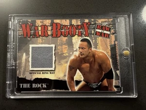 WWF WWE 2001 WAR BOOTY THE ROCK RING MAT RELIC INSERT CARD FLEER RAW IS WAR - Picture 1 of 4