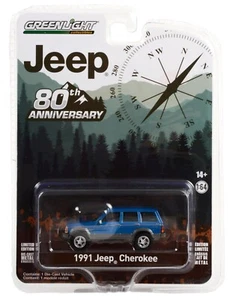1:64 GreenLight *ANNIVERSARY SERIES 14* BLUE 1991 Jeep Cherokee 4x4 *NIP* - Picture 1 of 1