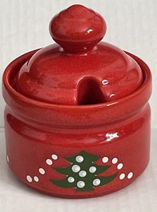 Waechtersbach Christmas Tree Sugar Bowl & Lid Red Green Vintage West Germany - Picture 1 of 22