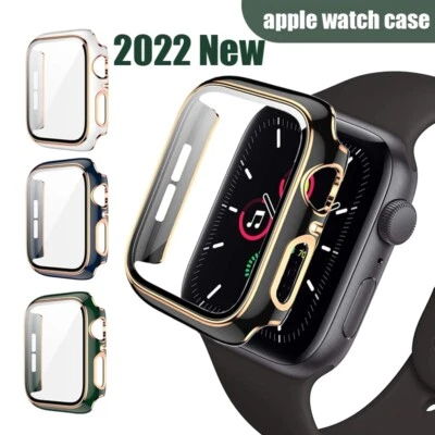 Tempered Glass Screen Protector + Case Cover For iWatch Apple Watch 7 6 5 4 3 2 - Image 1 of 4