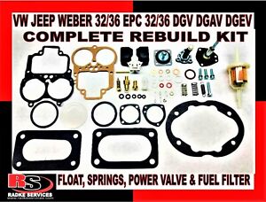 VW JEEP WEBER 32/36 - 38 EPC 32/36 – 38 DGAV DGEV DGAS COMPLET REBUILD KIT 701