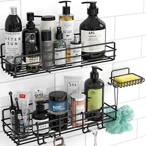 Shower Caddy Basket Shelf with Soap Holder, No Drilling Traceless Adhesive Showe