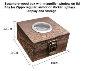 Caja de madera de sicómoro con lupa ventana estuche de almacenamiento para encendedores Zippo - Imagen 1 de 4