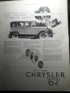 1927 Chrysler "62" Magazine Ad 'Greater Beauty, Ease, Comfort and Value' - Imagen 1 de 1