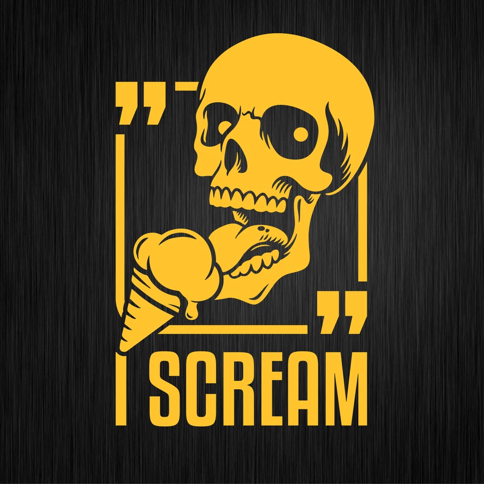 I SCREAM Adesivo In Vinile Per Auto Con Teschio Giallo - Immagine 1 di 1