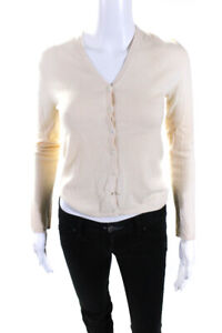 Carolina Herrera Womens Button Front Cashmere Cardigan Sweater White Size Small