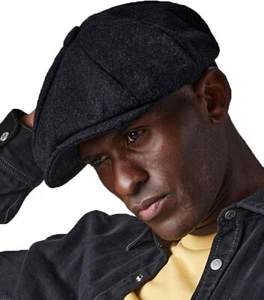 Retro »MELTON WOOL« Eight Panel BAKERBOY CAP Schiebermütze - Charcoal Rockabilly - Bild 1 von 3