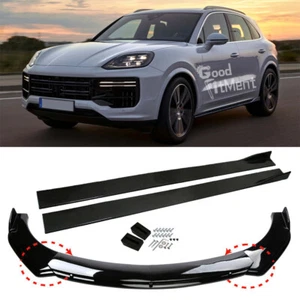 Für Porsche Cayenne Glänz Frontspoiler Spoilerschwert Lippe + Seitenschweller - Bild 1 von 21