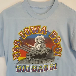 Vintage USS Iowa BB 61 Big Bad Stick T-Shirt 80s Single Stitch USA Jacobson S M - Bild 1 von 11