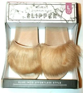Women's Ladies' Long Hair Boxed Faux Fur Slide Slippers - Picture 1 of 25