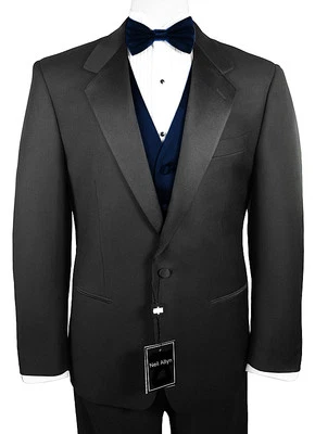 Sizes 34-50 Short. 6-Piece Tuxedo Package with Flat Front Pants & Navy Blue Vest - Image 1 of 4