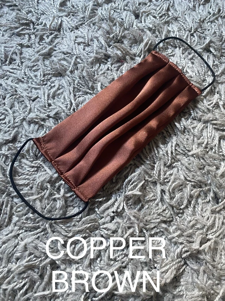 Copper Brown Super Soft Silk Satin Face Mask. Comfortable & Very Stylish - Image 1 of 1