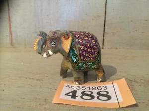 Small Indian Marble Elephant Figure Hand Painted 5 Cm - Picture 1 of 5