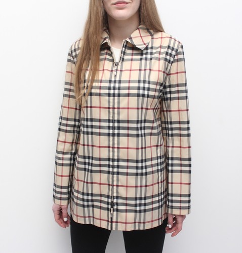 Cappotto giacca leggera donna BURBERRY a quadri Nova a scacchi cerniera intera RARO ~S M