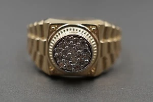 Anillo con banda cz de oro amarillo liso de 10 K para hombre y mujer de 12 mm. Talla 10,5 - Imagen 1 de 7