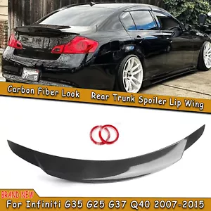 For Infiniti G35 G25 G37 Q40 2007-15 Sedan 4DR Carbon Duckbill Rear Spoiler Lip - Picture 1 of 11