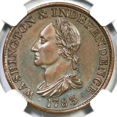 1783 Cop Restrike Baker-3 NGC PF 63 BN Washington & Independence Colonial Coin - Image 1 of 3