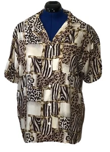 100% Rayon Animal Print Blouse Size 3X Made In Thailand - Picture 1 of 8