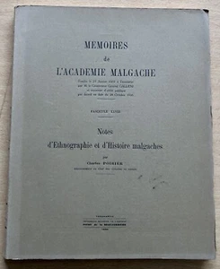 MADAGASCAR 1939 C. Poirier: NOTES D'ETHNOGRAPHIE ET D'HISTOIRE imp. à Tananarive - Picture 1 of 10